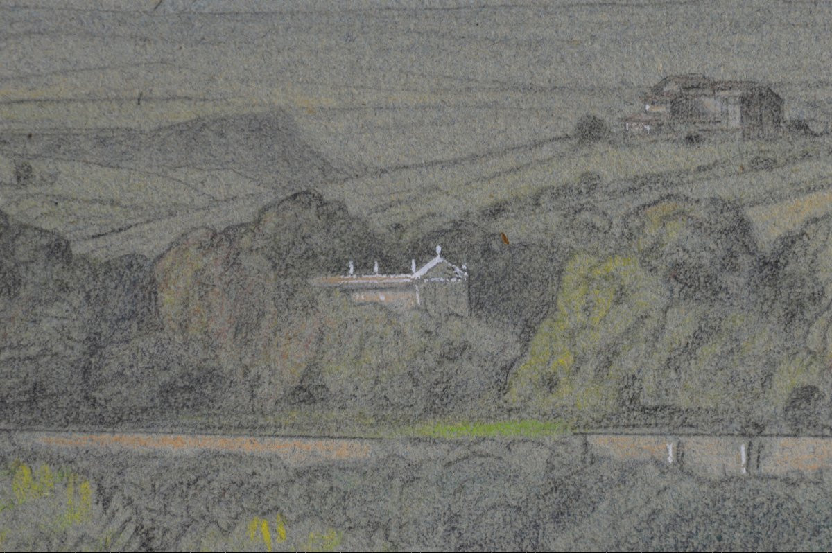 édouard-auguste Imer 1820-1881. "italian Landscape."-photo-3