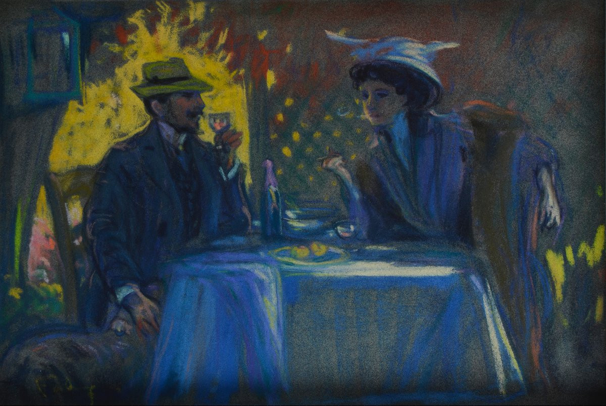 Louis Fortuney 1875-1951. "Sous la treille." -photo-3