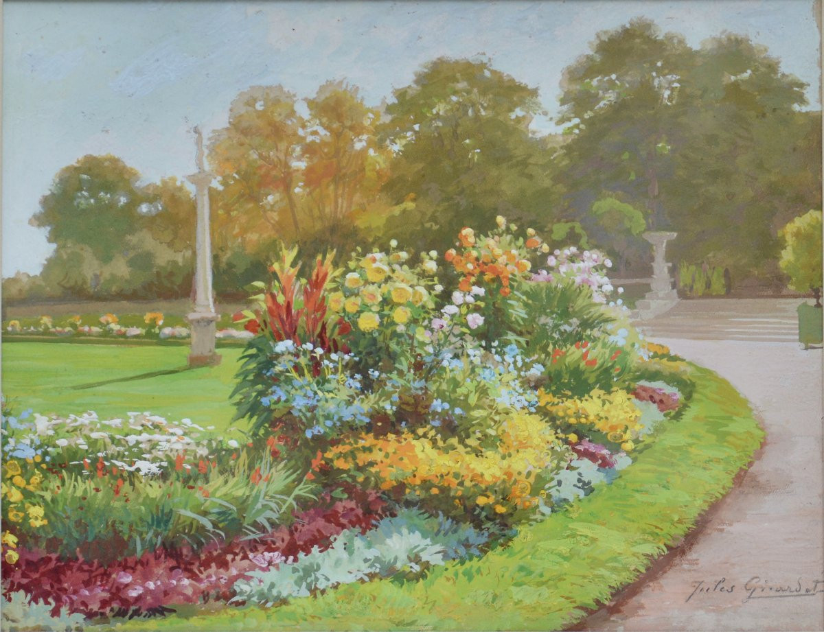 Jules Girardet 1856-1938. "Jardin du Luxembourg."-photo-3
