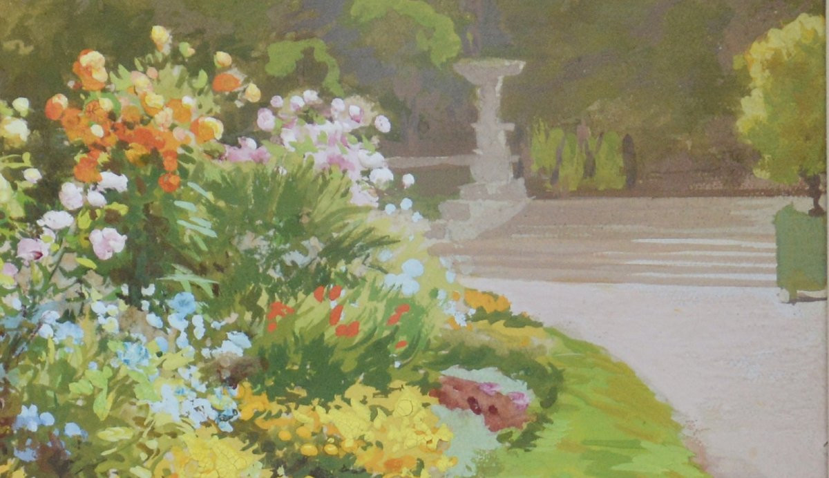 Jules Girardet 1856-1938. "Jardin du Luxembourg."-photo-4