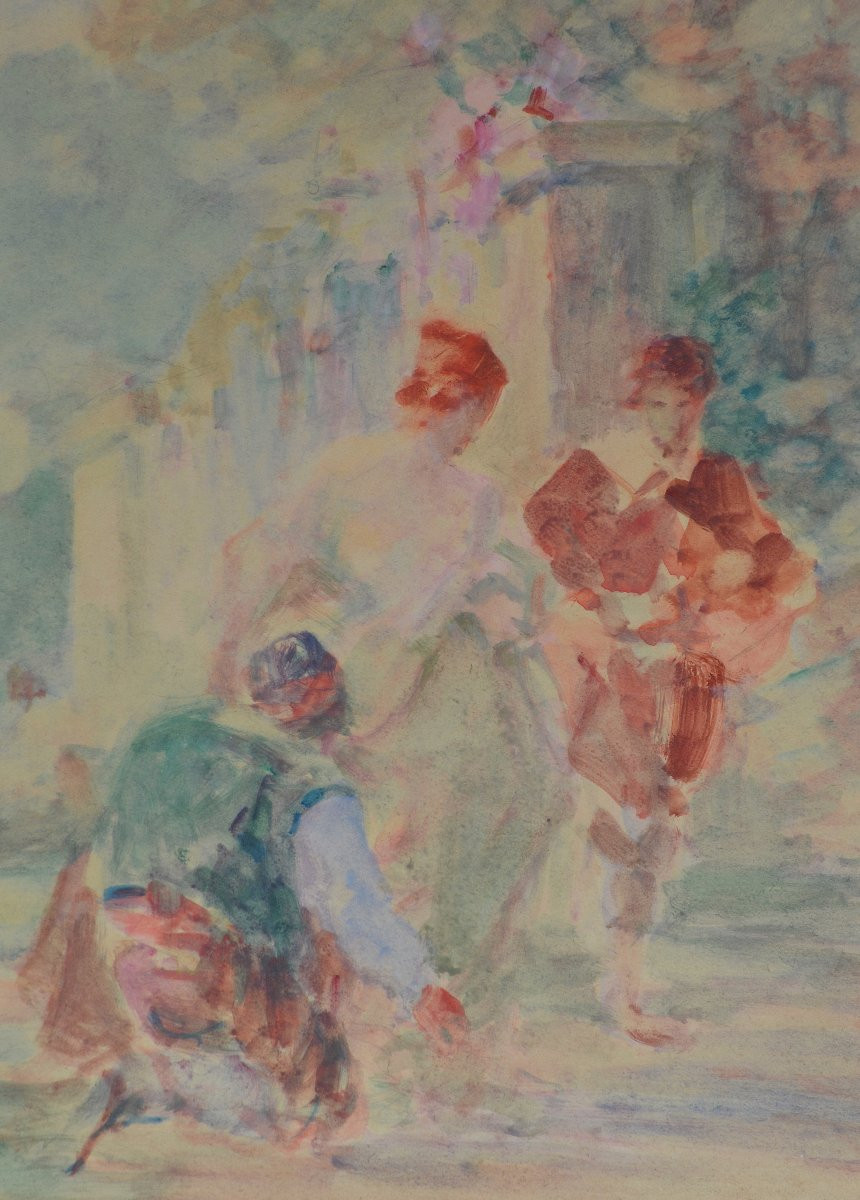 Gabriel Griffon 1866-1938. "figures In A Park."-photo-4