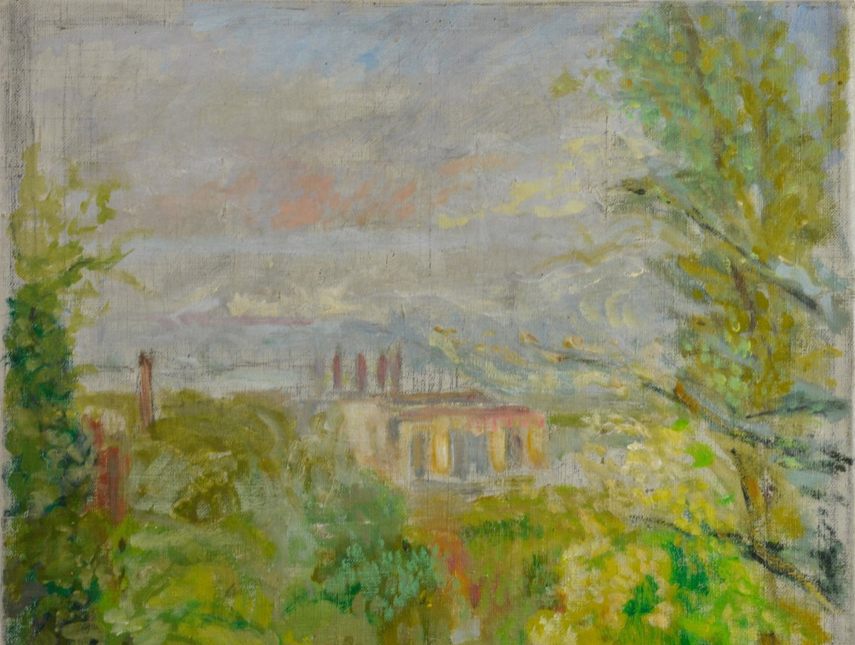 Ernest Quost 1844-1931. "Vue d'un parc des environs de Paris."-photo-3