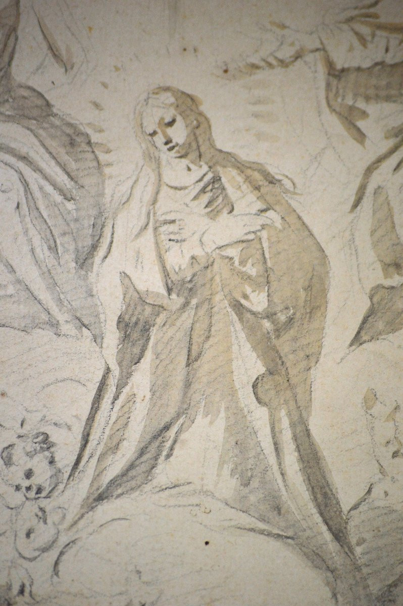 Italian School, 18th Century. "the Coronation Of The Virgin."-photo-4