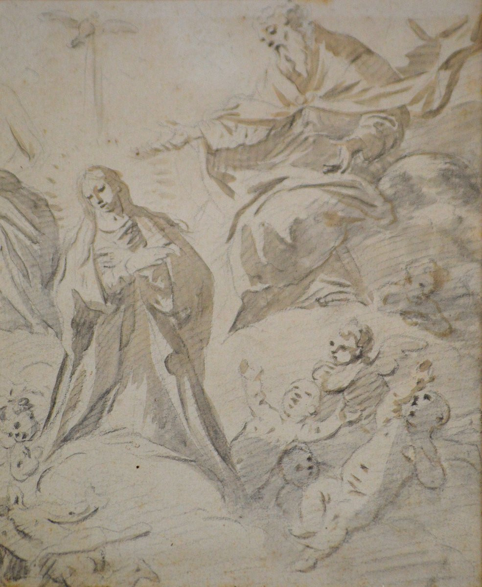 Italian School, 18th Century. "the Coronation Of The Virgin."-photo-2