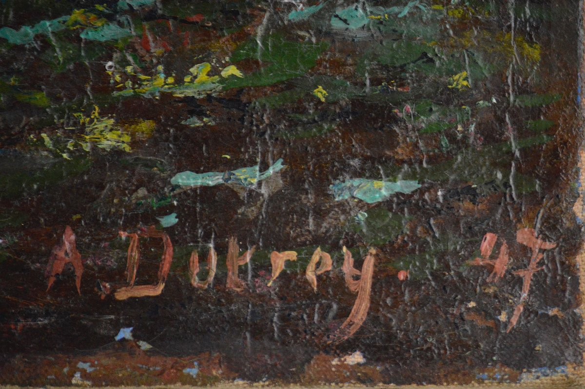 Adrien Dutrey 19ᵉ/20ᵉ siècle.  "Sous bois."-photo-3