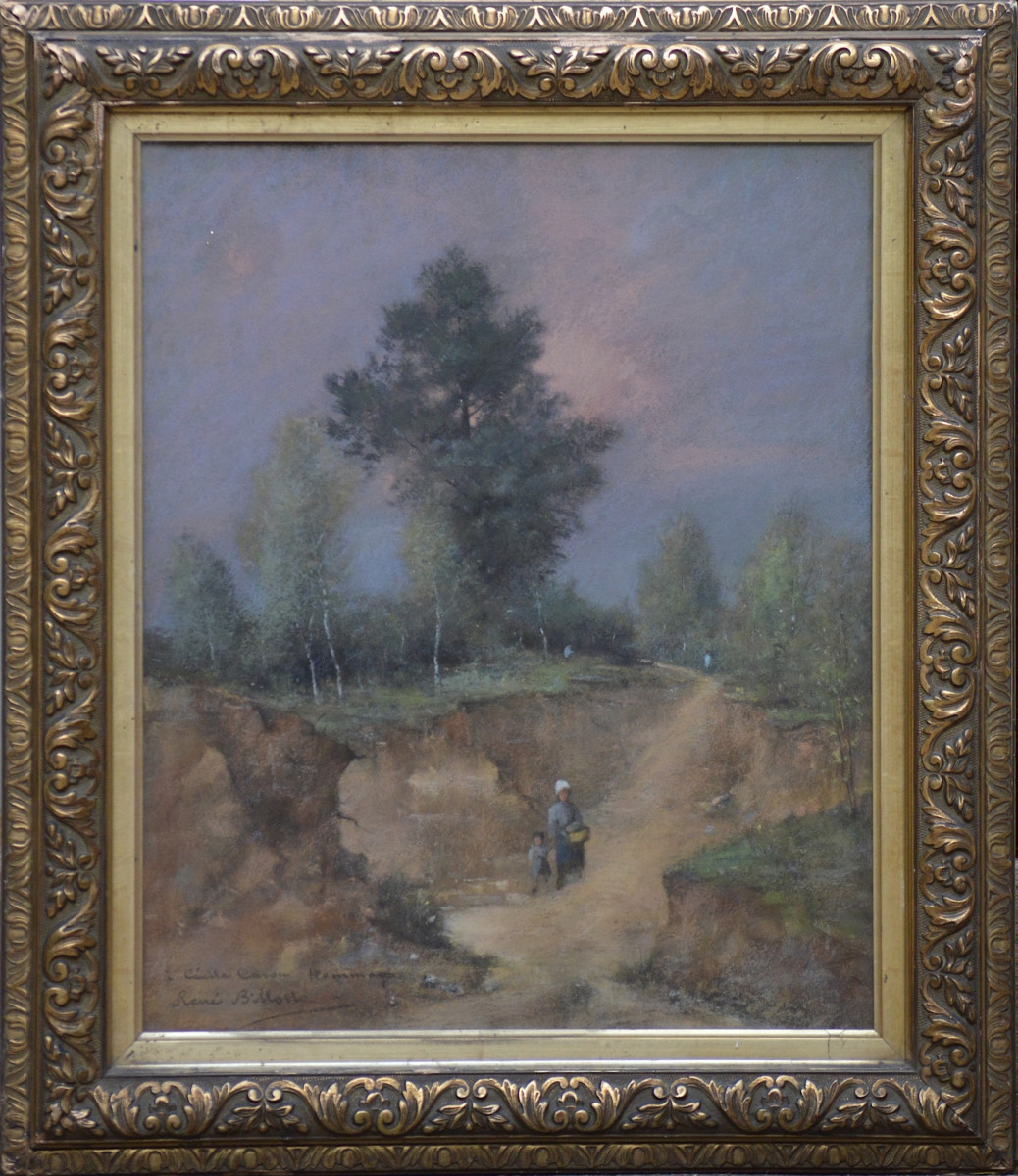 René Billotte 1846-1915. "woman And Child In A Landscape."