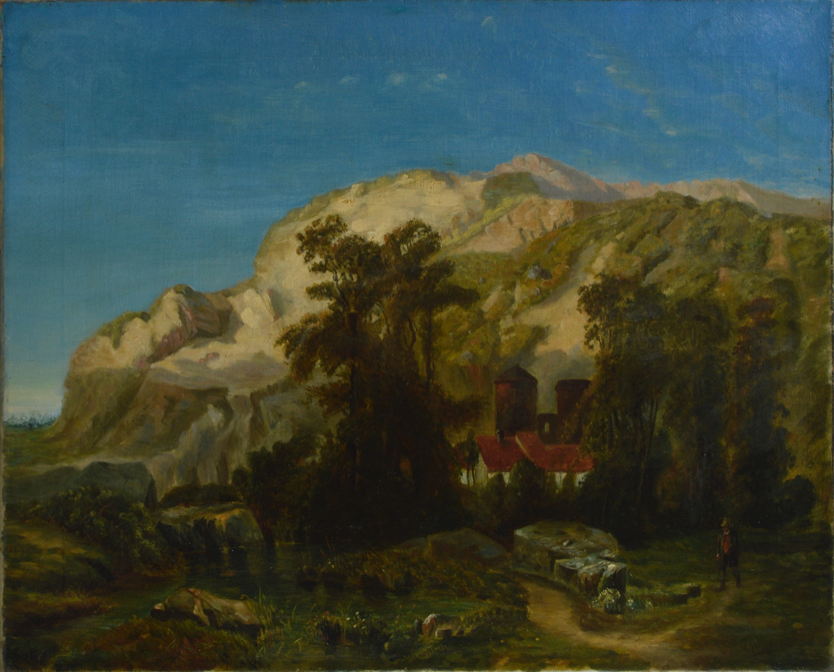 École Française XIXᵉ siècle. "Paysage montagneux à Marches-les-Dames."