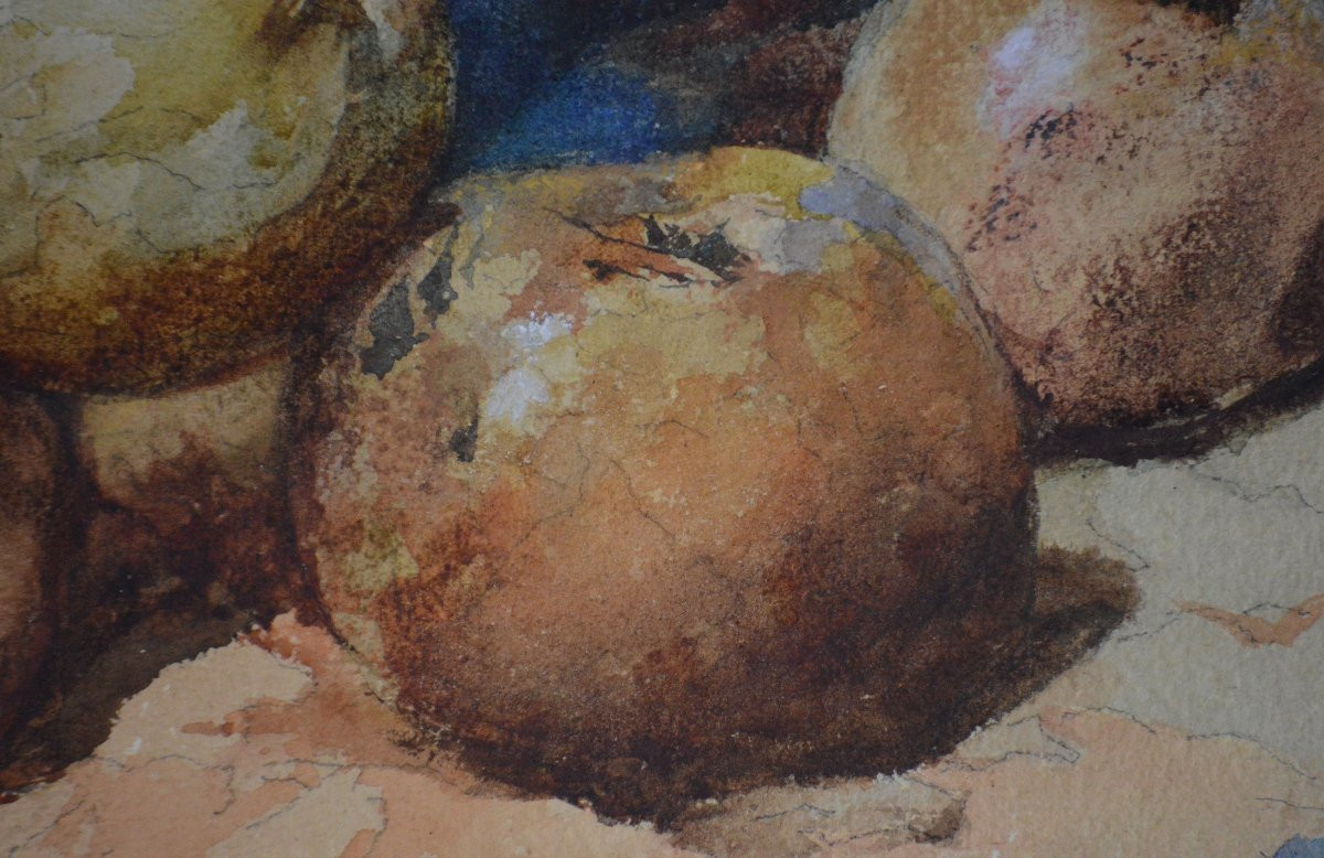 Georges Jeannin 1841-1925. "Nature morte aux pommes." -photo-3