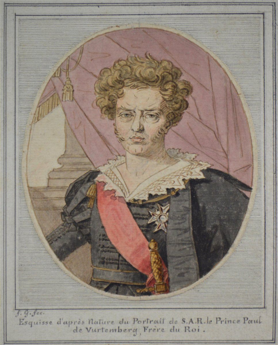 Baron Gerard School 1770-1837. "portrait Of Hrh Prince Paul Of Württemberg."-photo-2