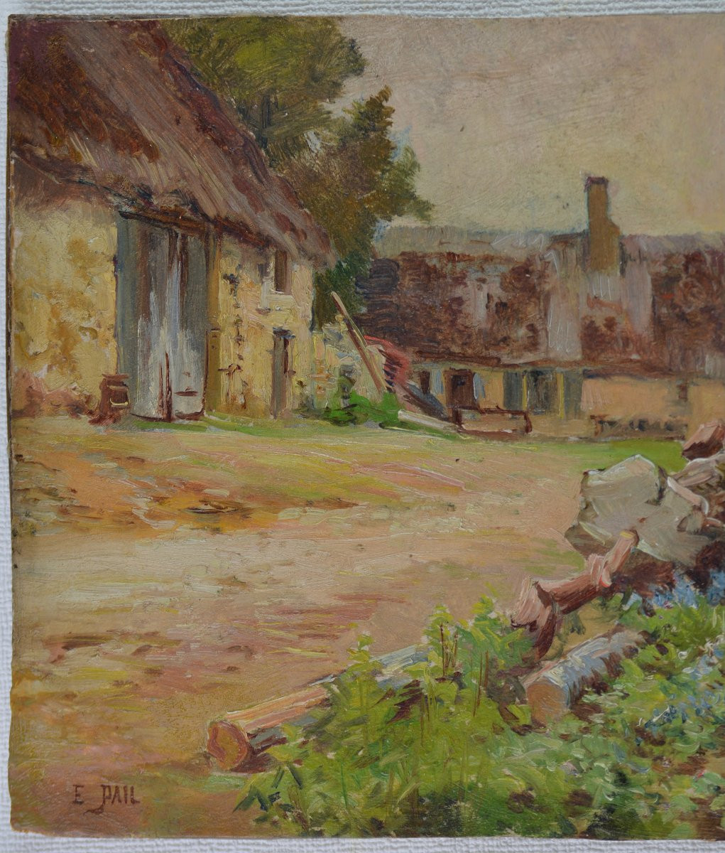 Édouard Pail 1851-1916. "Cour de ferme"-photo-4