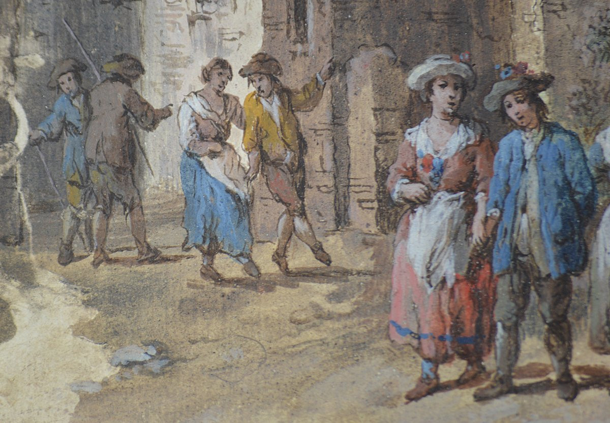  Giuseppe Zais 1709-1784. Venetian School. "village Festival." -photo-4