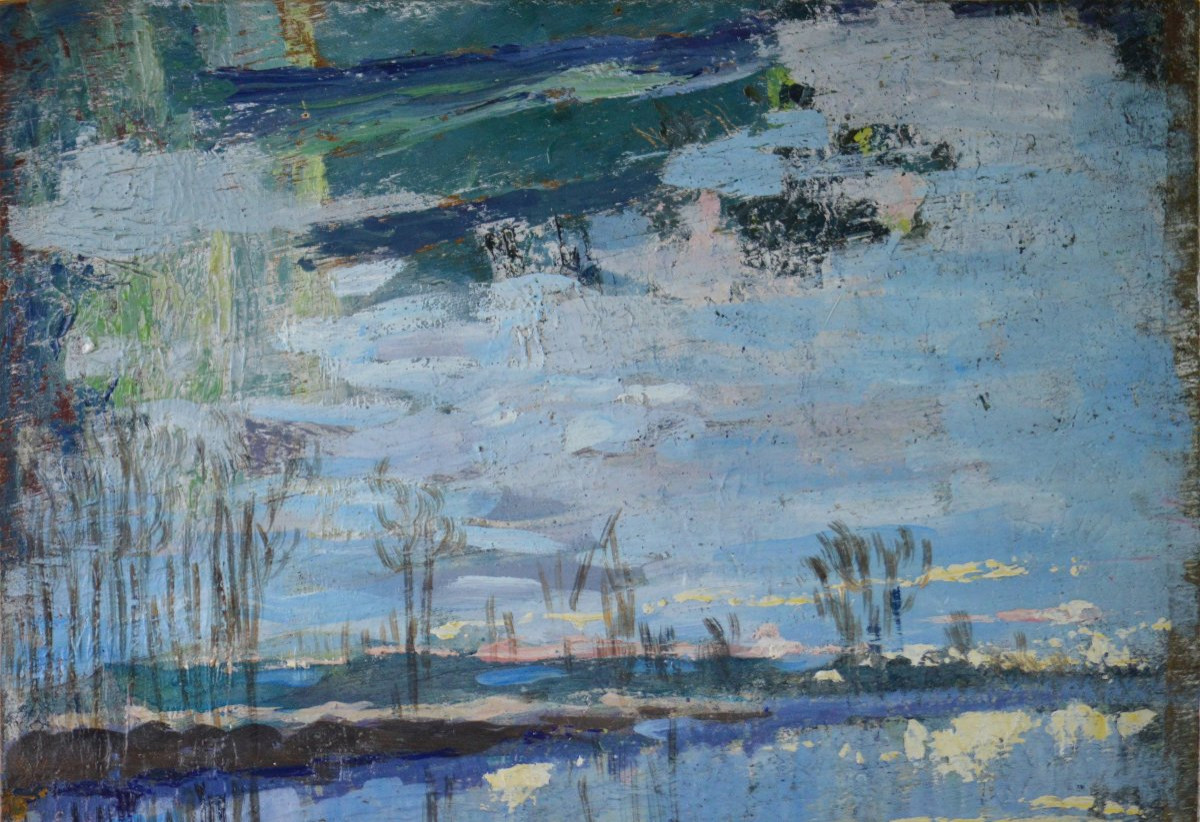 Adrien Dutrey, 19th/20th Century. "riverbank."-photo-4