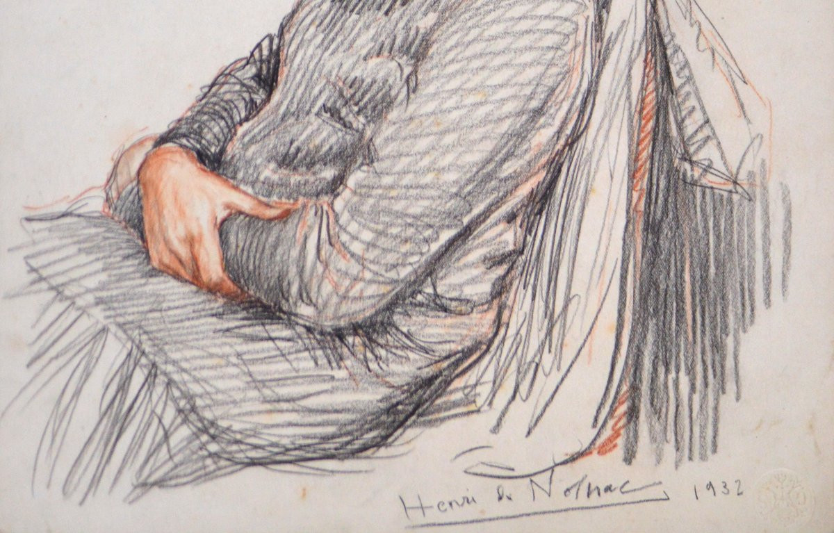 Henri Girault De Nolhac 1884-1948. "portrait Of A Woman." -photo-1