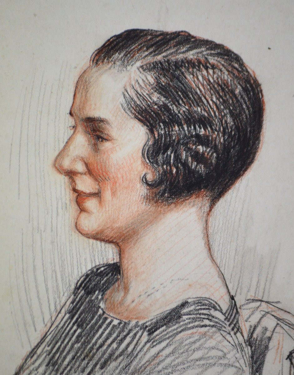 Henri Girault De Nolhac 1884-1948. "portrait Of A Woman." -photo-2