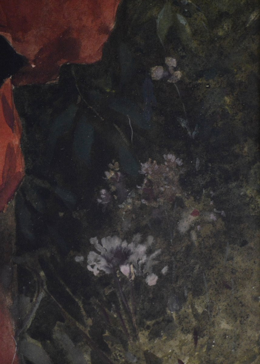 Octave Alfred Saunier (1842/43-1887/89). "portrait Of A Young Girl In A Red Dress." -photo-3