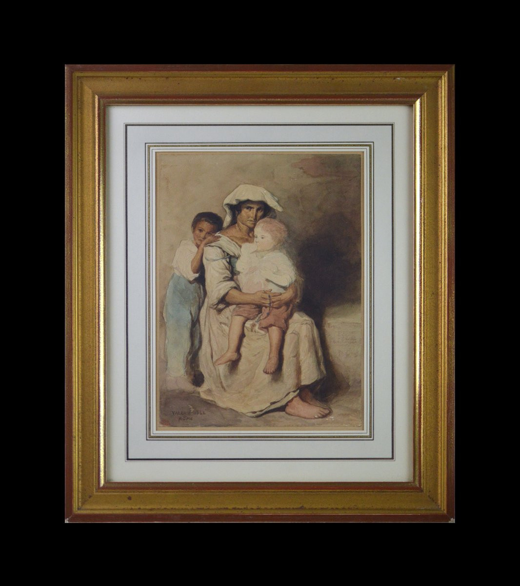 Théodore Valerio 1819-1879. "Mère et enfants."-photo-2