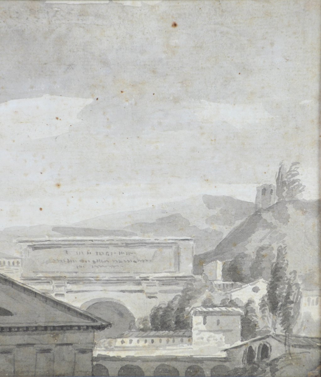 Jacques Louis David (entourage) 1748-1825. “architectures (rome?).”-photo-1