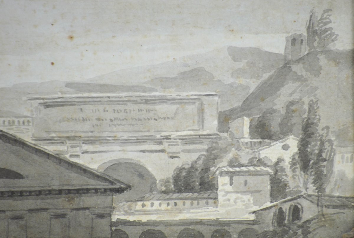 Jacques Louis David (entourage) 1748-1825. “architectures (rome?).”-photo-3