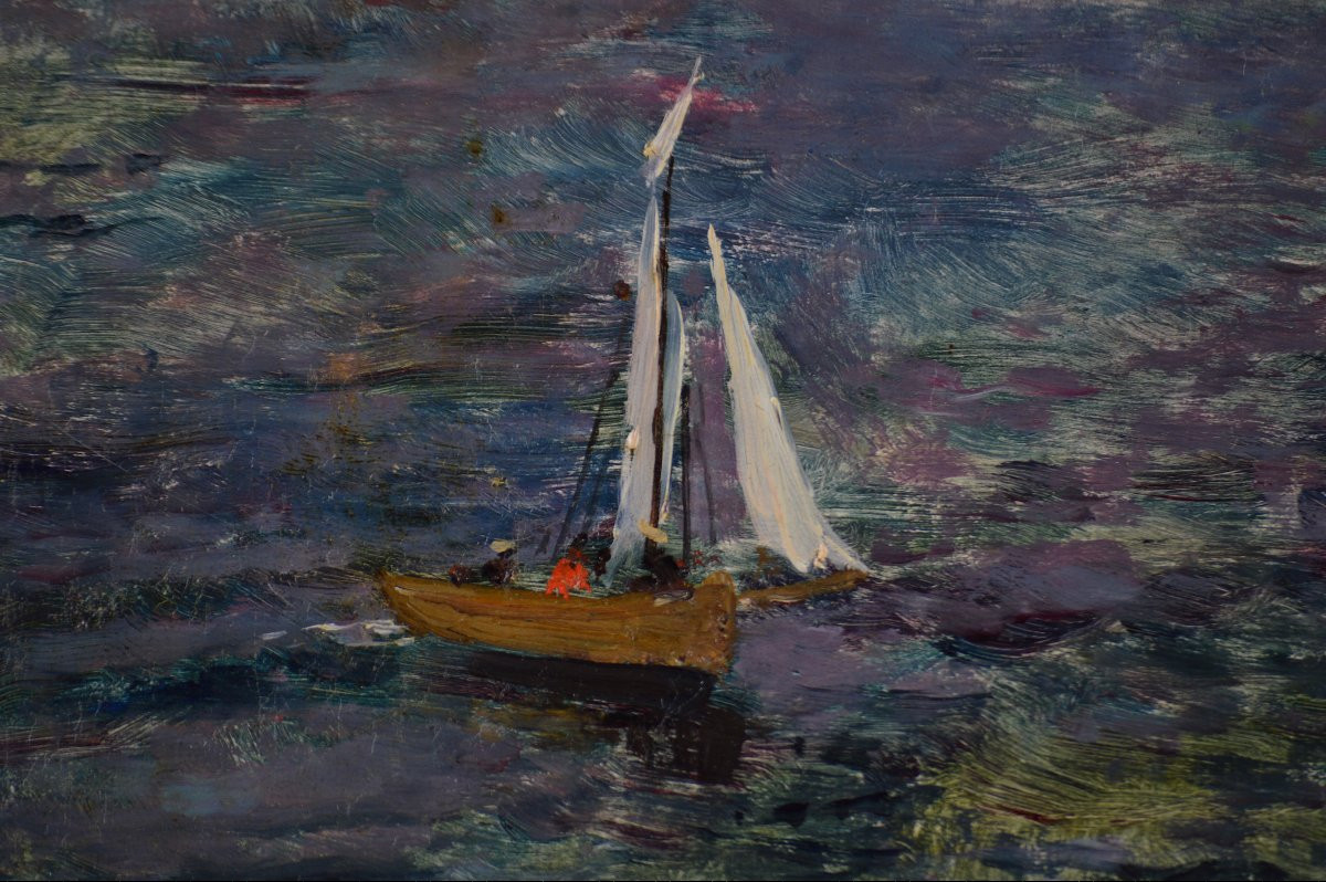 Alfred Émile Léopold Stevens 1823-1906. École Belge. "Régate."-photo-3