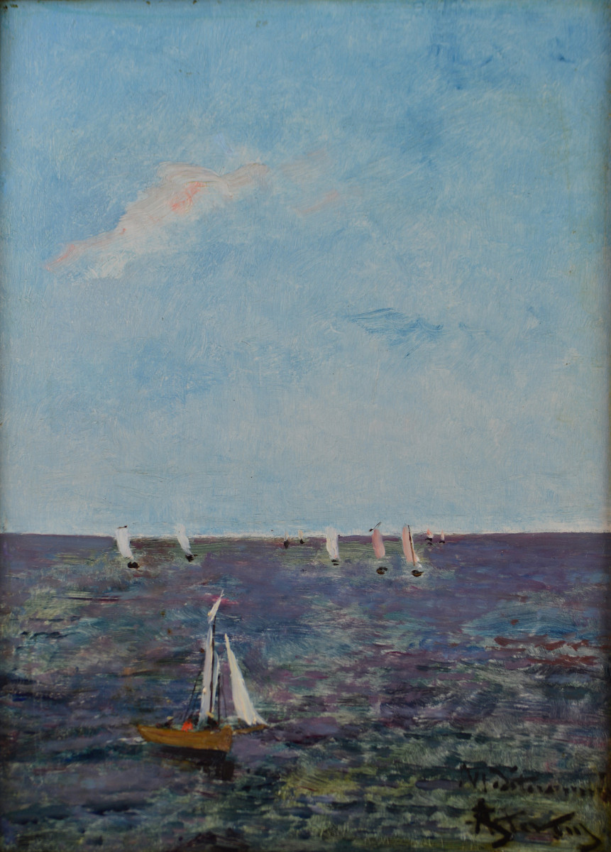 Alfred Émile Léopold Stevens 1823-1906. École Belge. "Régate."