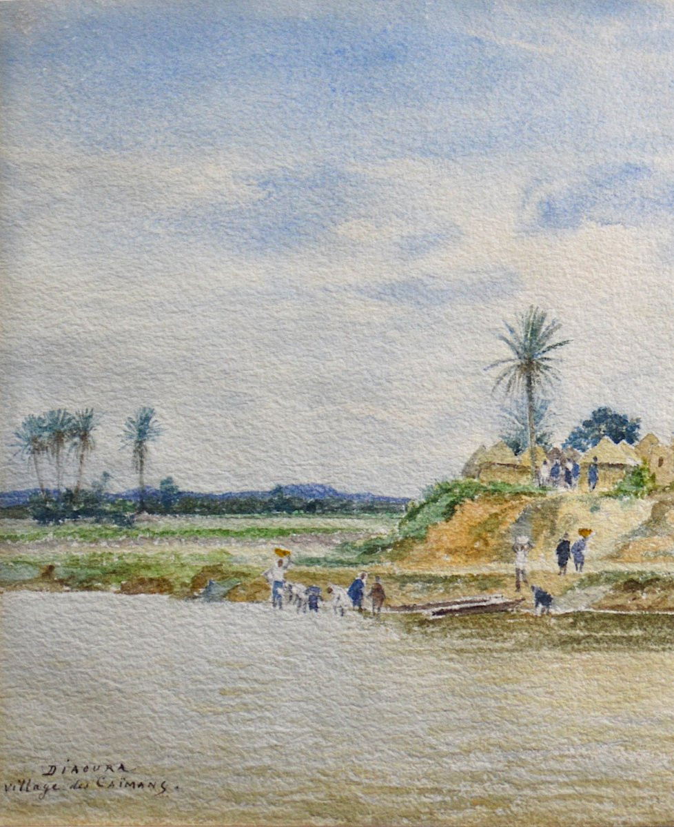  Gaston Roullet 1847-1925. "Diaoura Sénégal, Village des Caïmans." -photo-1