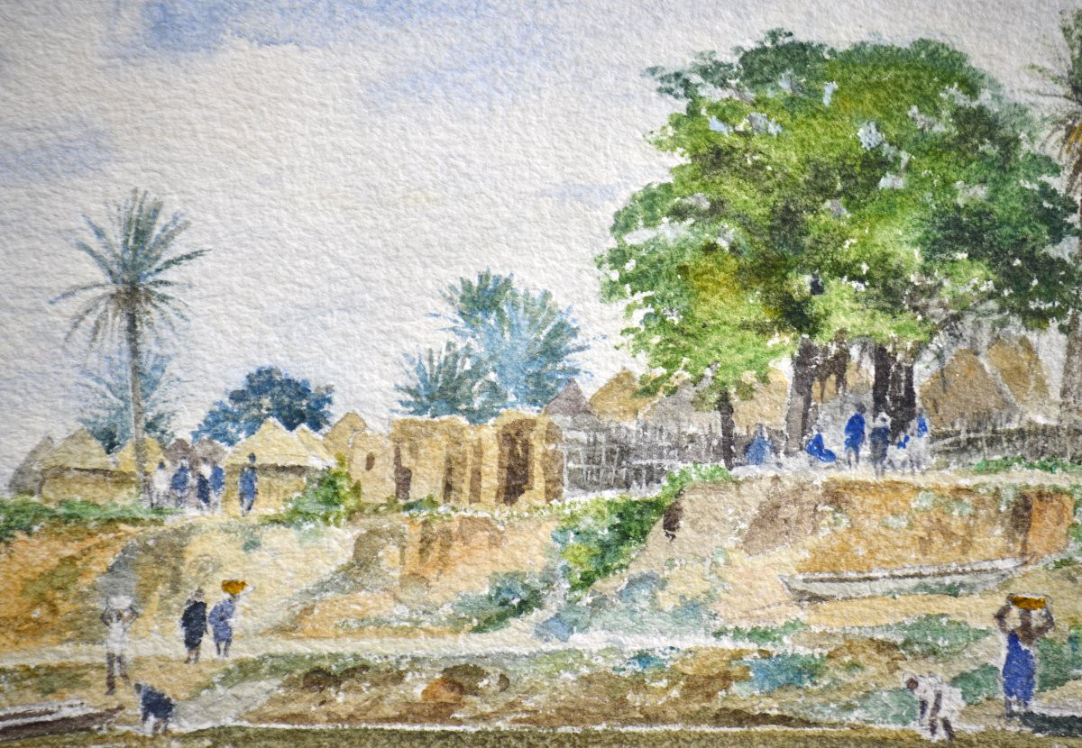  Gaston Roullet 1847-1925. "Diaoura Sénégal, Village des Caïmans." -photo-4