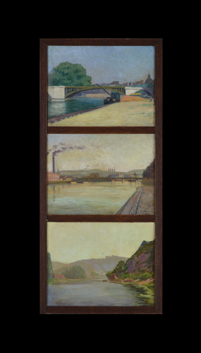 French School, Early 20th Century. "the Sully Bridge In Paris, Right Bank Side."-photo-2