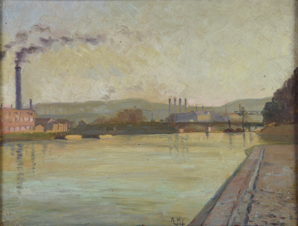 French School, Early 20th Century. "the Sully Bridge In Paris, Right Bank Side."-photo-1