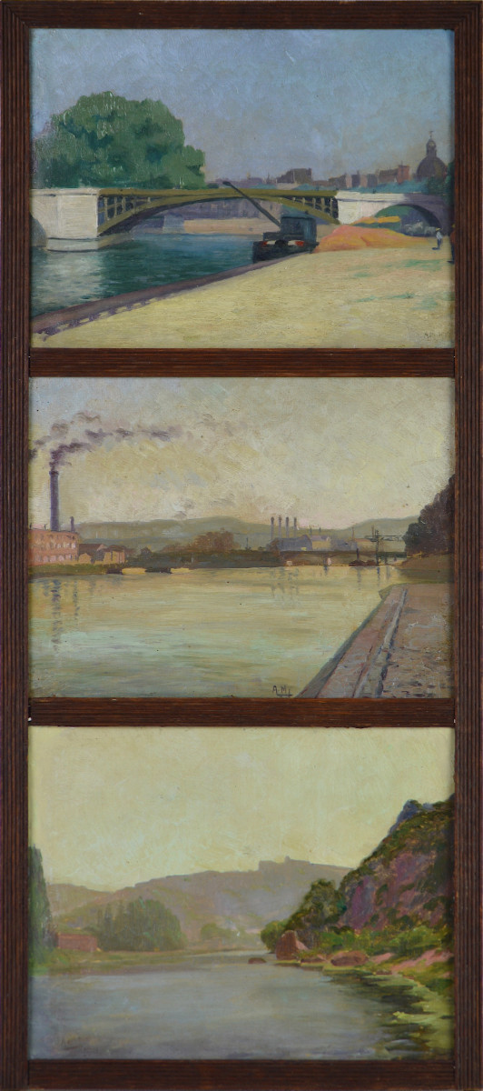 French School, Early 20th Century. "the Sully Bridge In Paris, Right Bank Side."