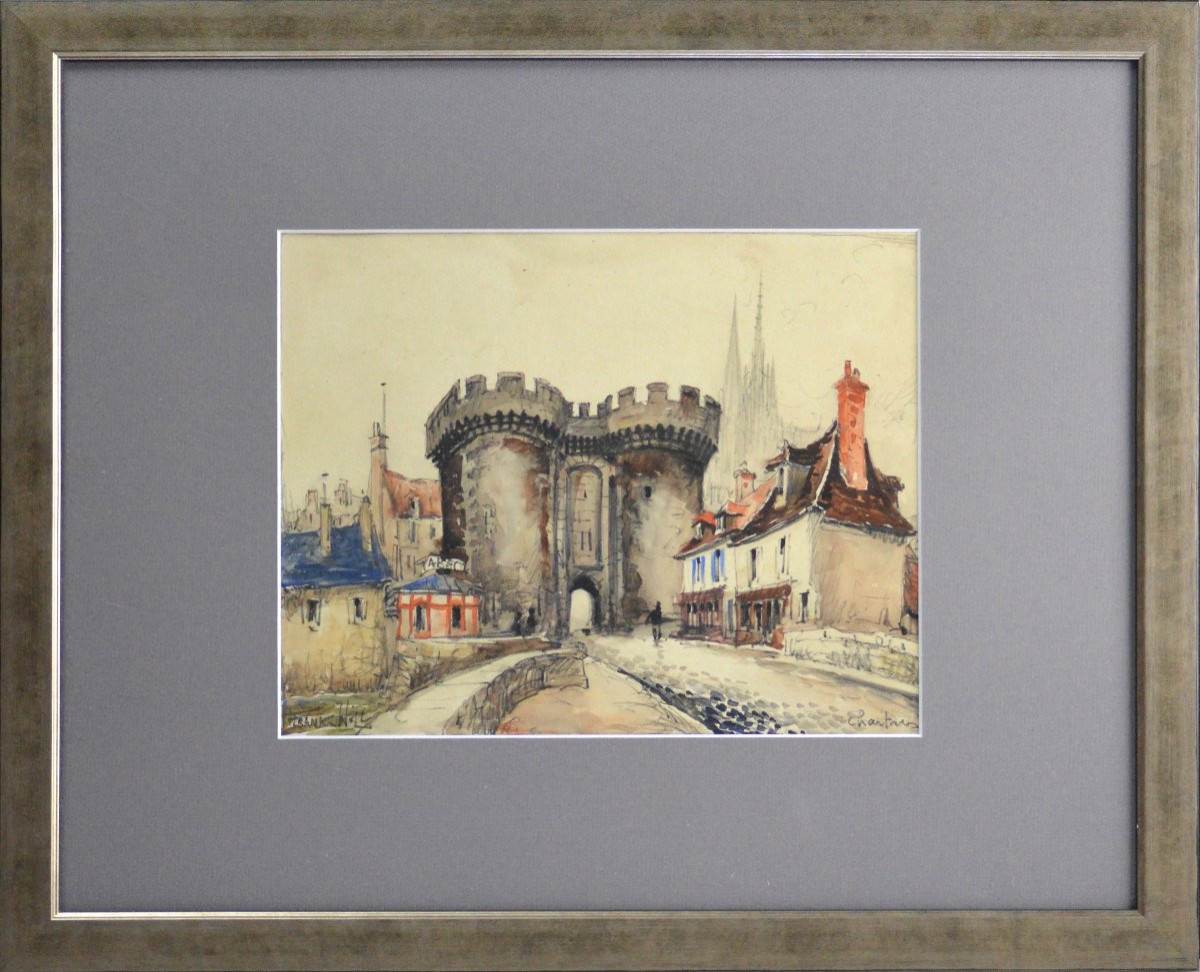 Franck Will 1900-1951. "La porte Guillaume à Chartres." -photo-3