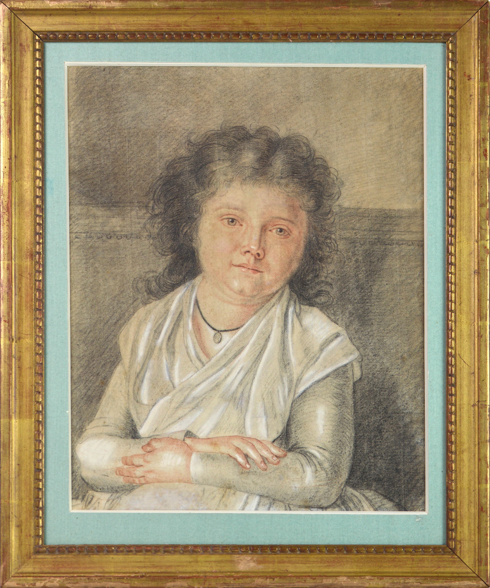 French School, 18th Century, Louis XVI Period. "portrait Of A Young Girl."-photo-2