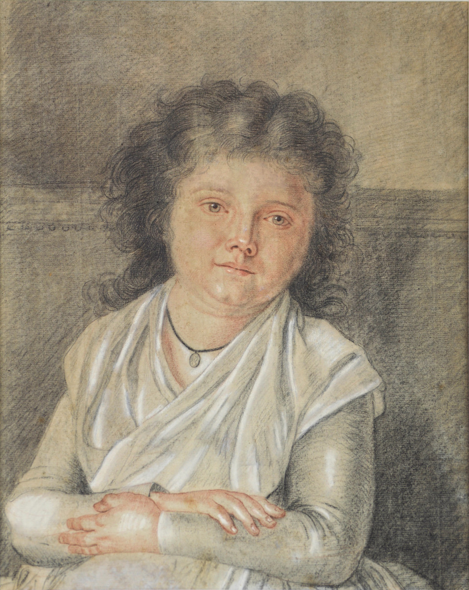 French School, 18th Century, Louis XVI Period. "portrait Of A Young Girl."-photo-3