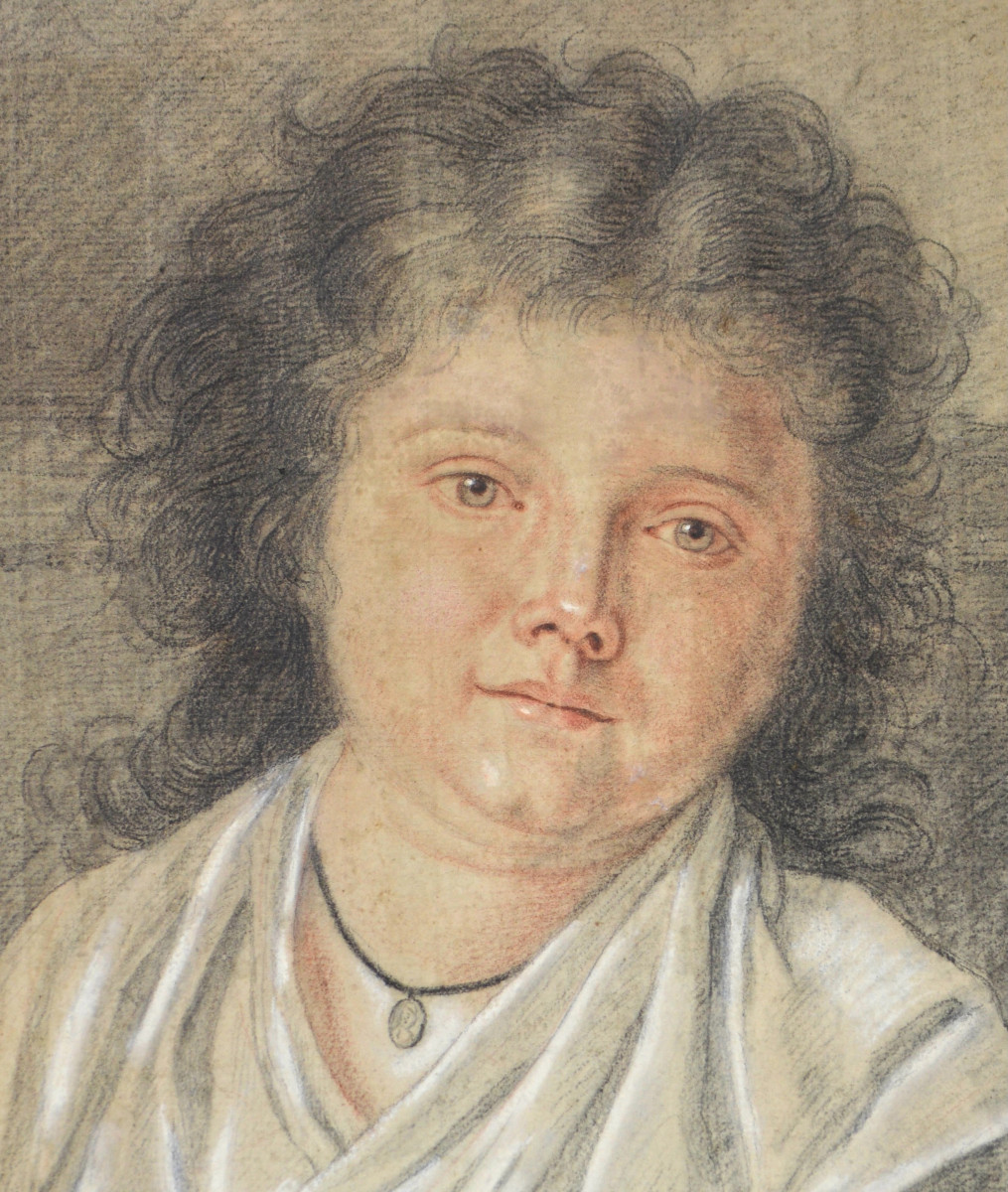 French School, 18th Century, Louis XVI Period. "portrait Of A Young Girl."-photo-4