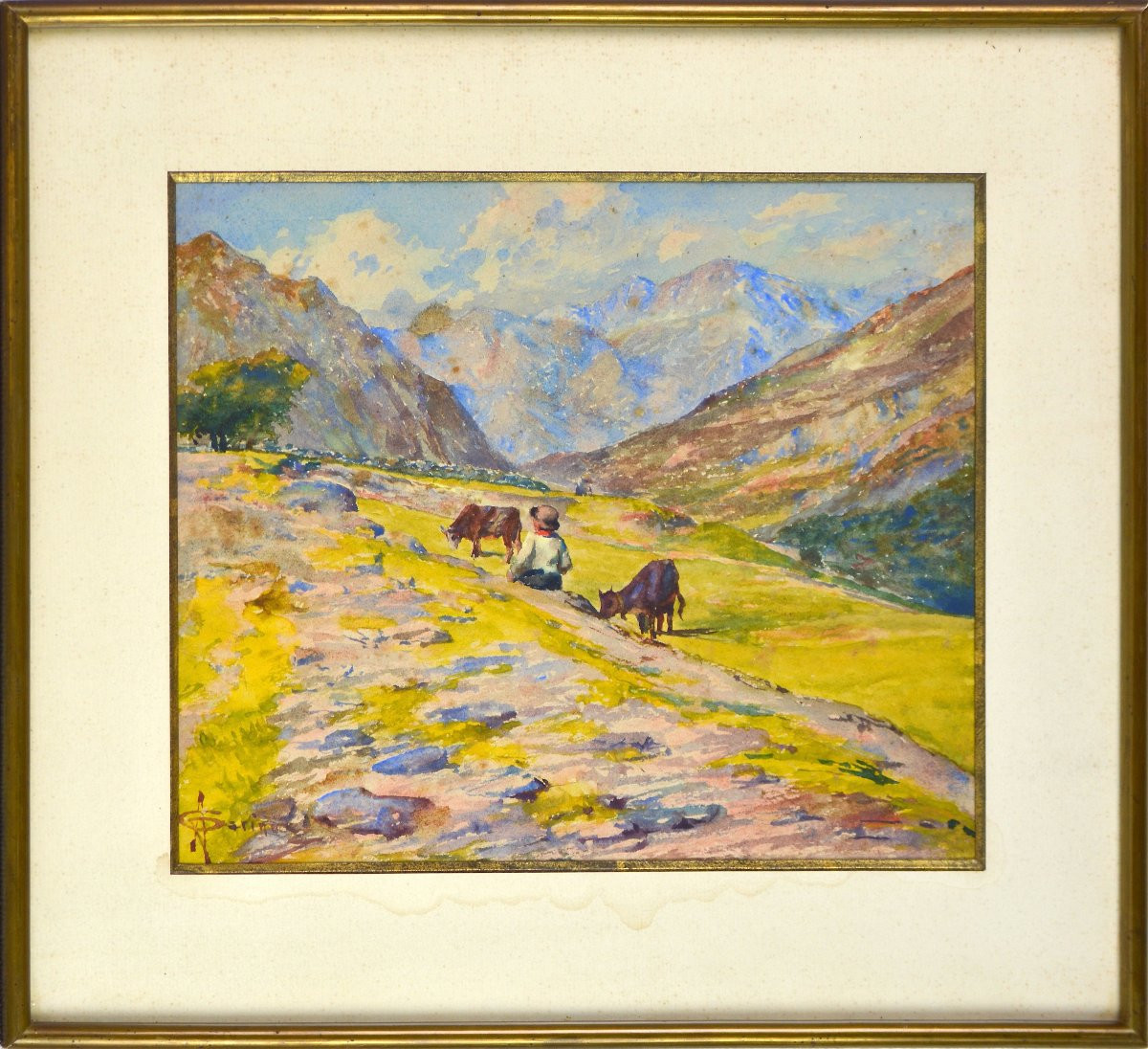 Angelo Carino 1860-1945. Italian School. "pasture."-photo-2