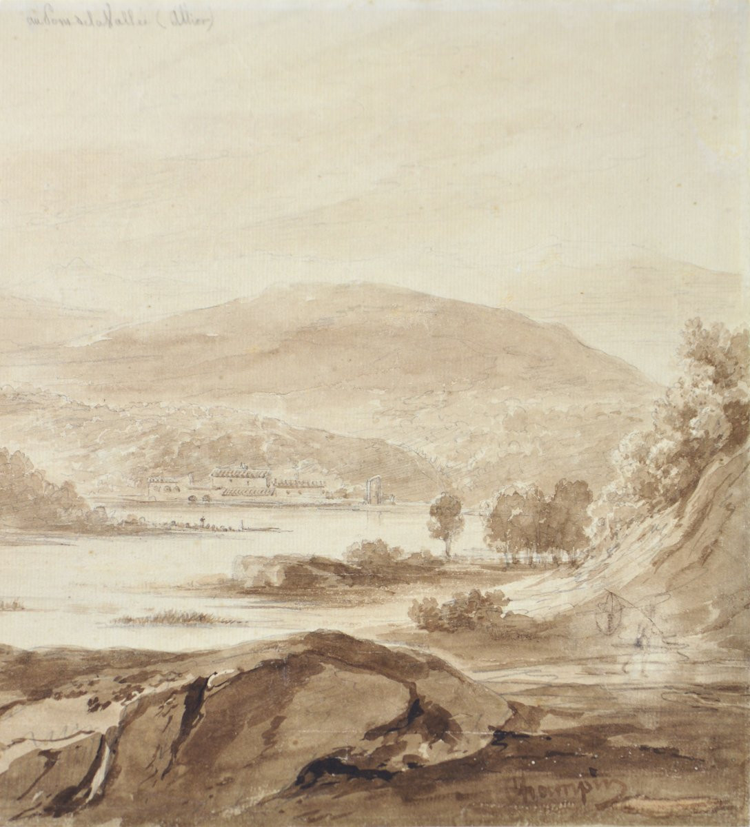 Jean-jacques Champin 1796-1860. "view Of The Valley Bridge. (droiturier, Allier)."-photo-2