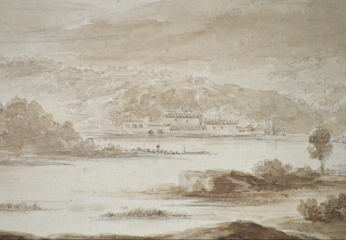 Jean-jacques Champin 1796-1860. "view Of The Valley Bridge. (droiturier, Allier)."-photo-3