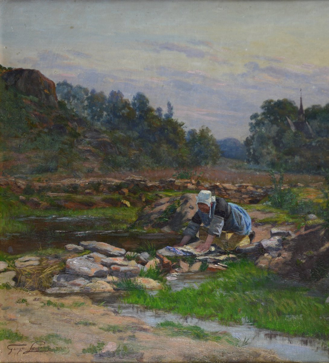 Georges Levreau 1867-1936. "La lavandière."-photo-1