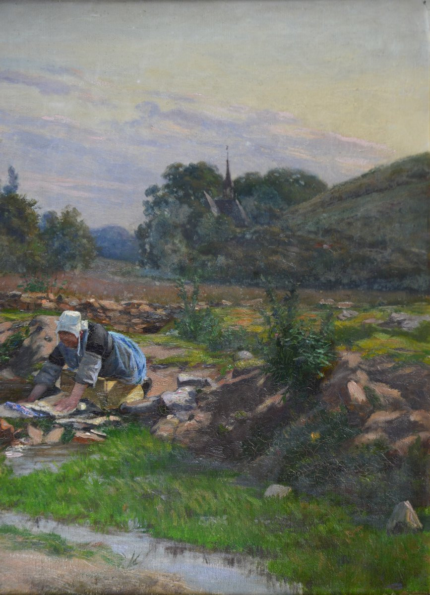 Georges Levreau 1867-1936. "La lavandière."-photo-2