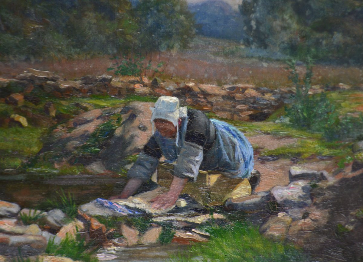 Georges Levreau 1867-1936. "La lavandière."-photo-3
