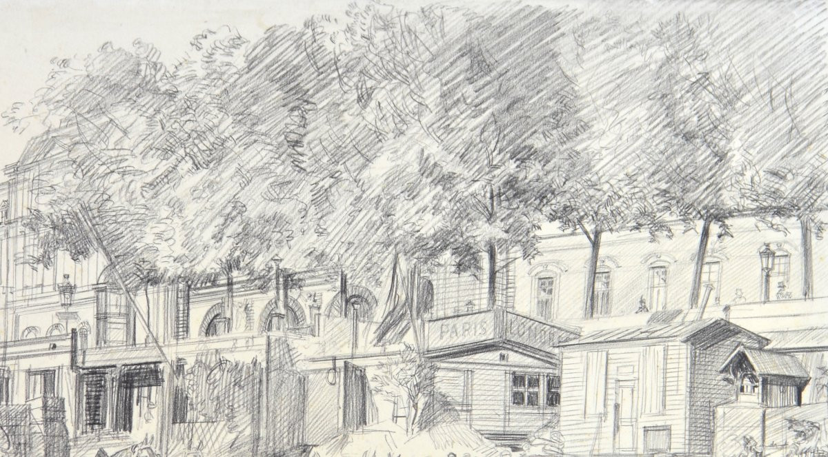 Oswald Heidbrinck 1858/60-1914. "Les quais de Seine devant le Louvre."-photo-4