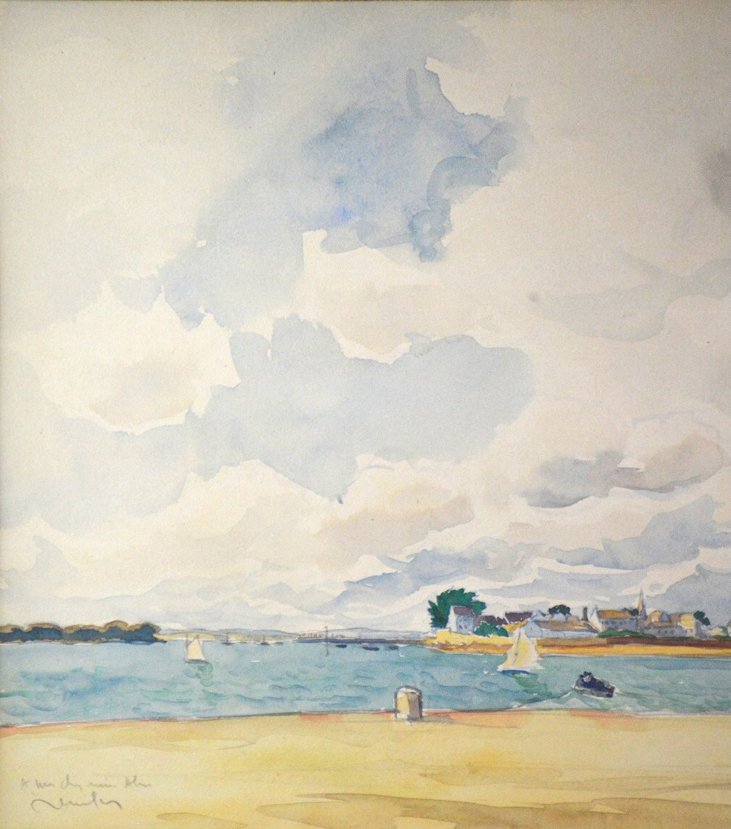 Raymond Renefer 1879-1957. "L'Île Tudy, dans le Finistère."-photo-2