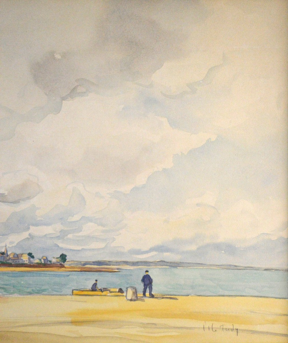 Raymond Renefer 1879-1957. "L'Île Tudy, dans le Finistère."-photo-3