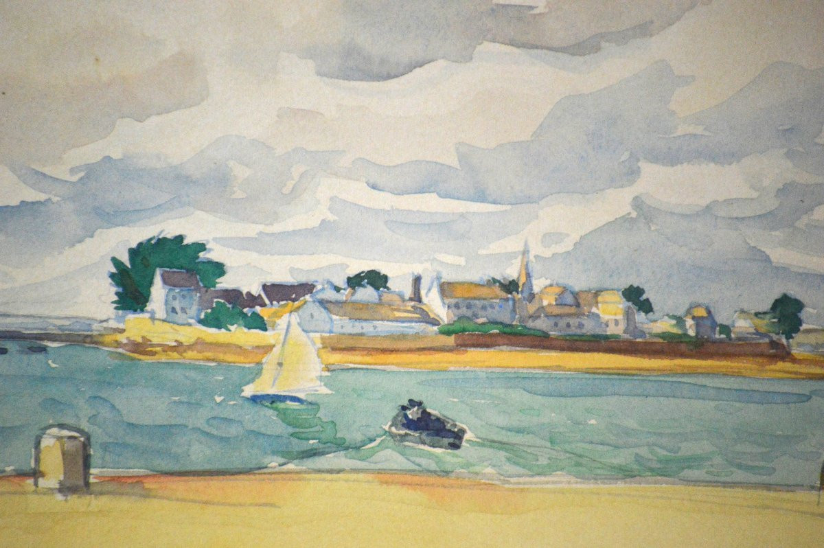 Raymond Renefer 1879-1957. "L'Île Tudy, dans le Finistère."-photo-5