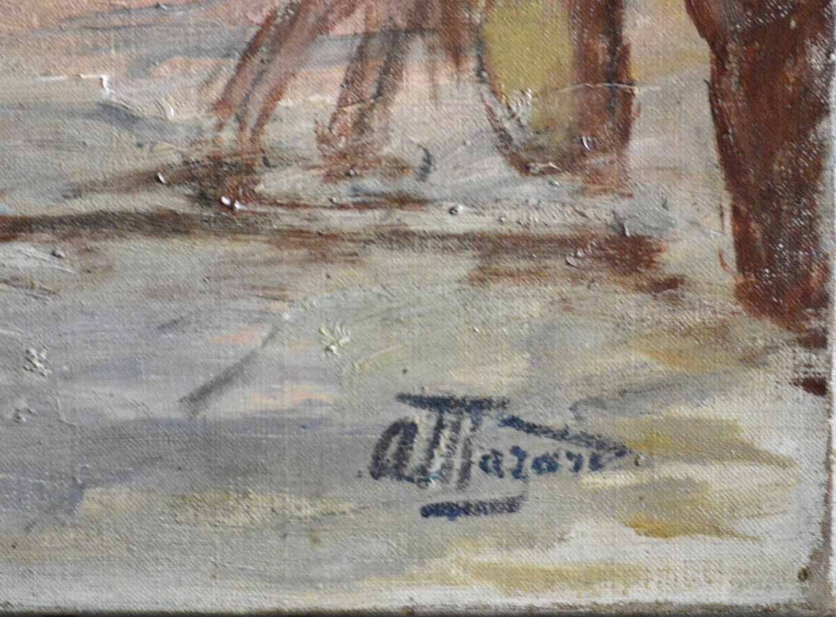 Alphonse Henri Mazard 1865-1939. " Les quais au pont de Sully à Paris."-photo-3