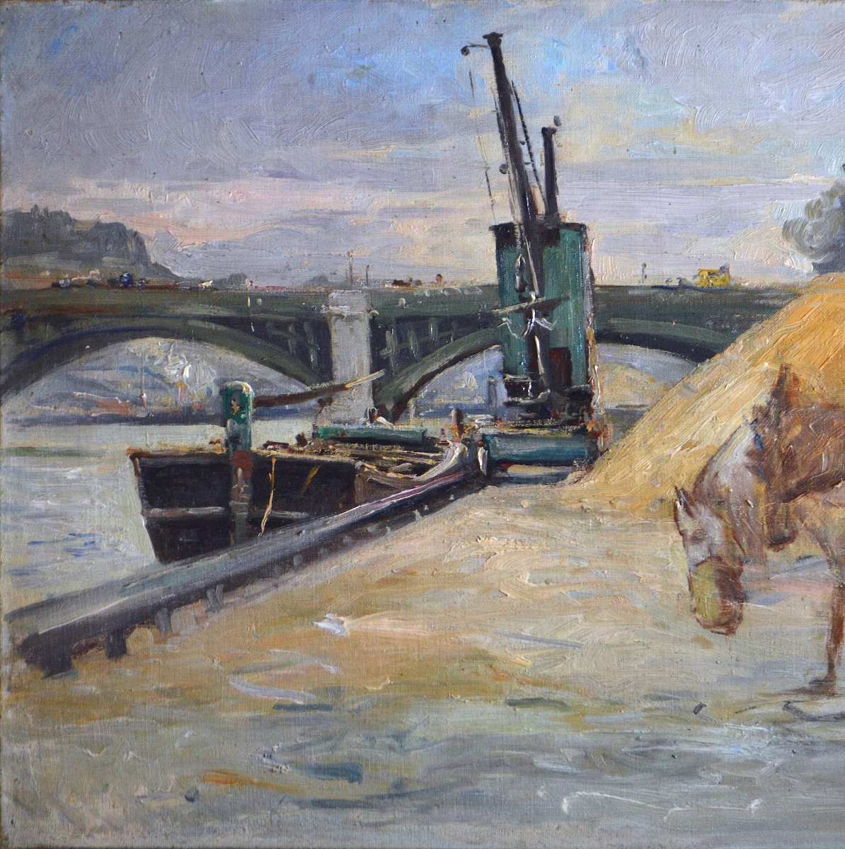 Alphonse Henri Mazard 1865-1939. " Les quais au pont de Sully à Paris."-photo-4