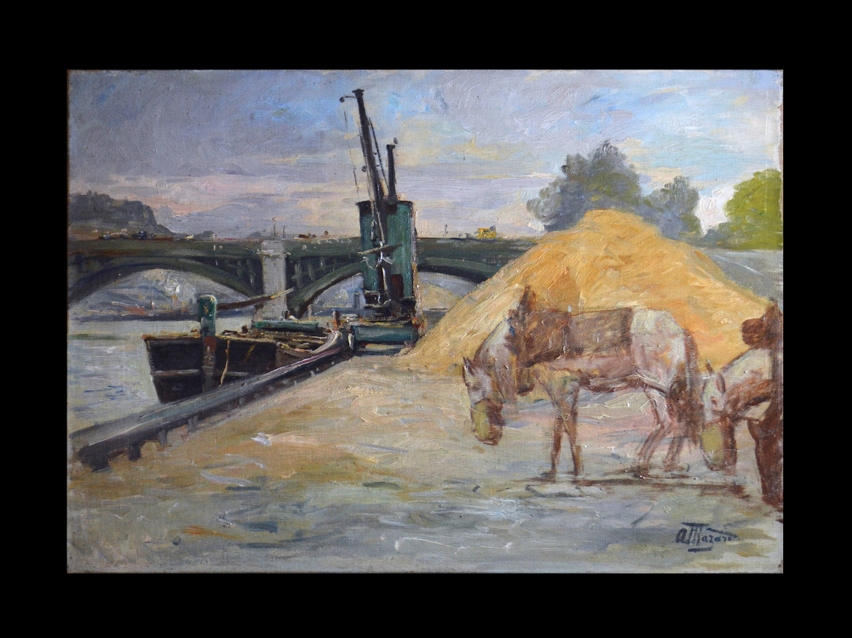 Alphonse Henri Mazard 1865-1939. " Les quais au pont de Sully à Paris."