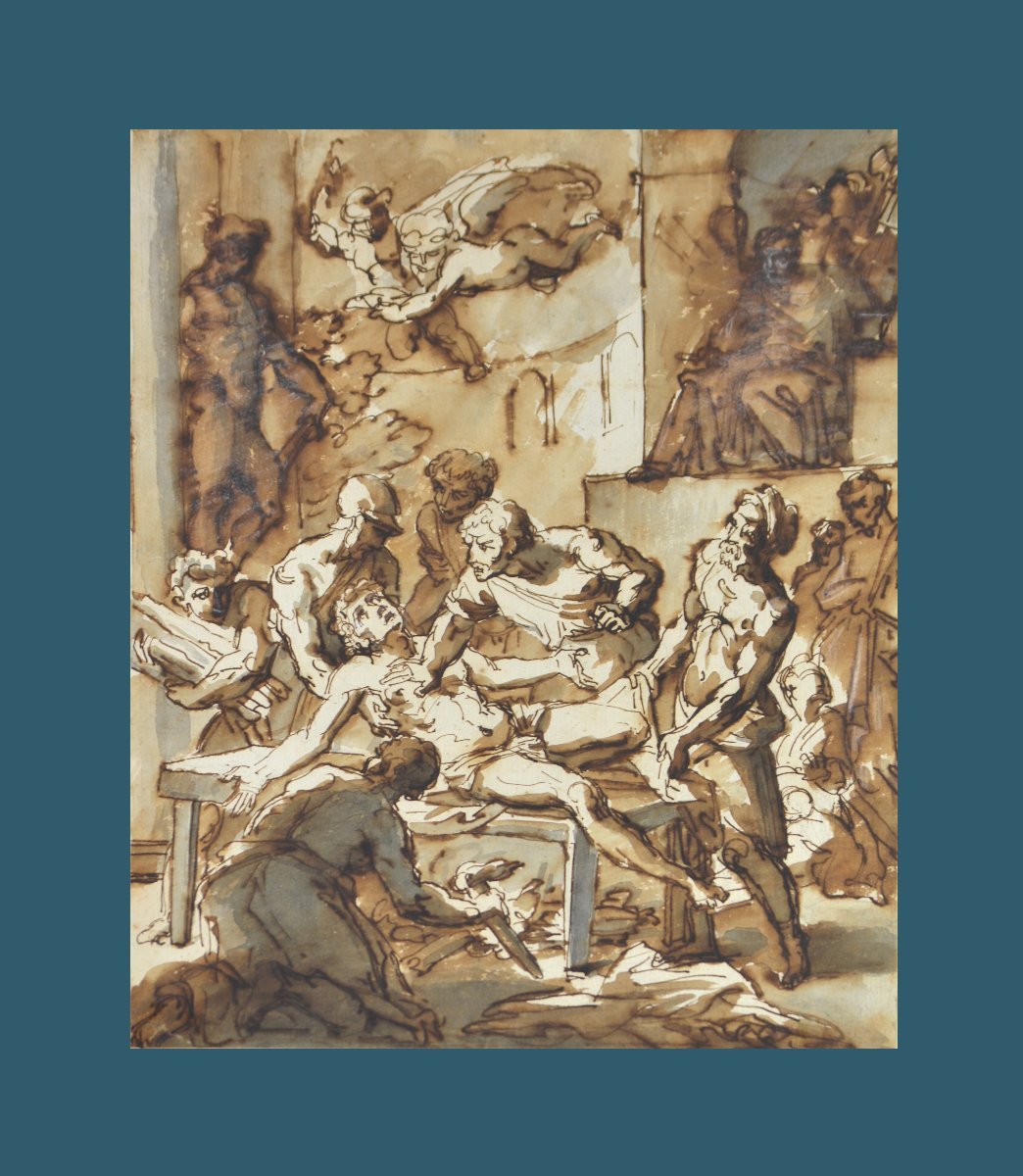 École Italienne du XVIIIᵉ siècle. "Le martyre de St Laurent."-photo-2