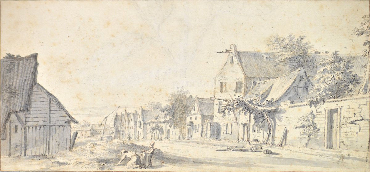 Dutch School, 18th Century. "village View."-photo-3