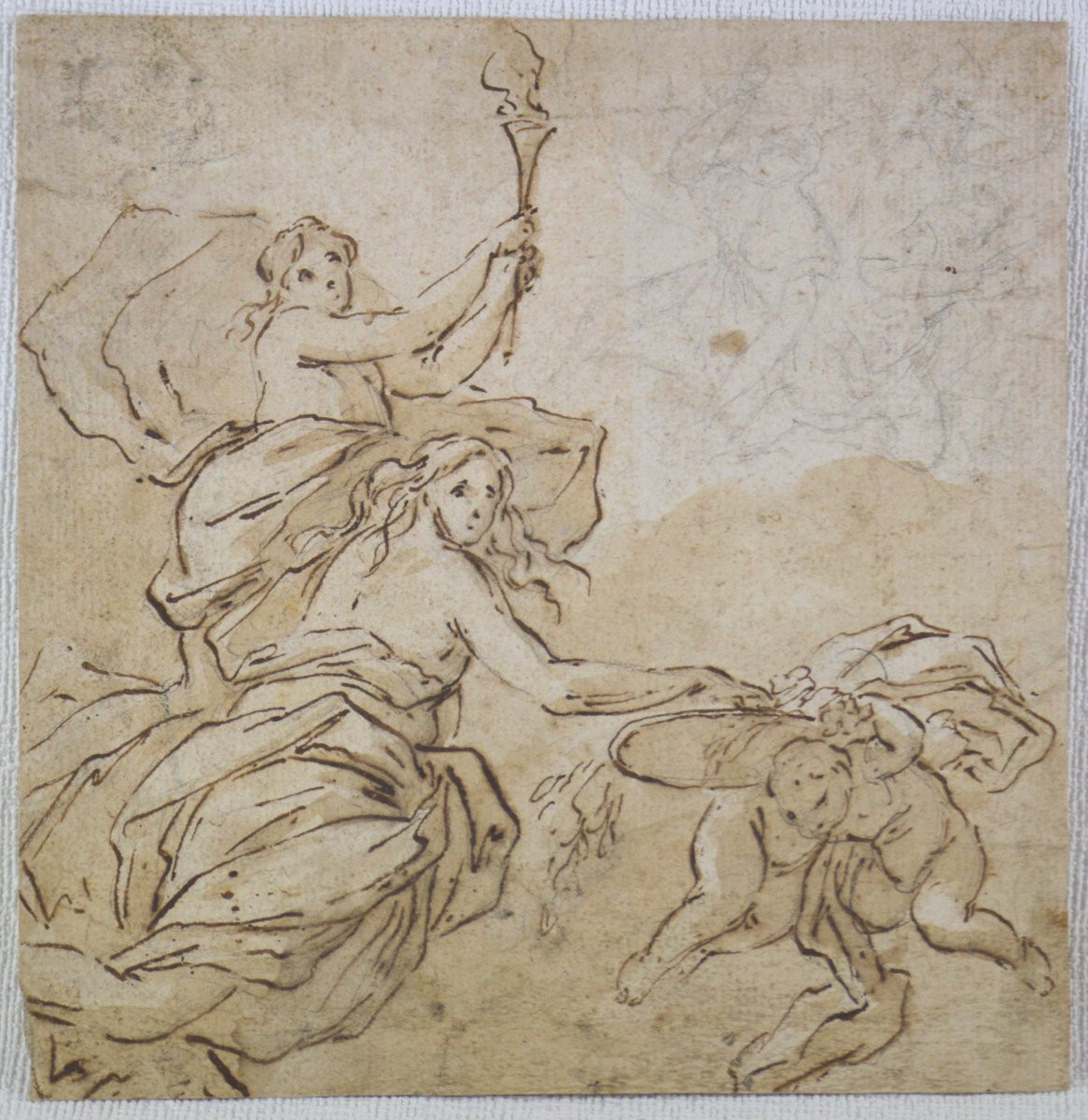  Italian School, 17th Century. "study For A Ceiling."-photo-2