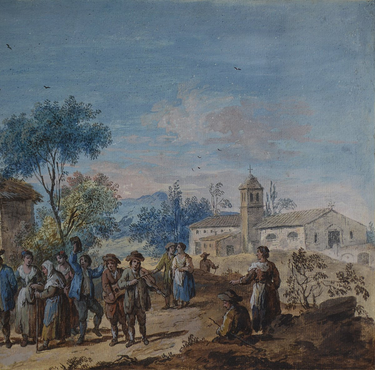 Giuseppe Zais 1709-1784. Venetian School. "village Festival."-photo-1